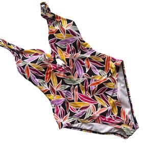 BCBG Paris Women's Floral Print Resort Adjustable Keyhole One Piece Swim Sz S